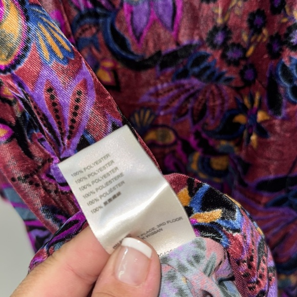 Free People dress tunic medium Mary Mod Velvet Mini Bell Sleeves boho hippie - Picture 7 of 8